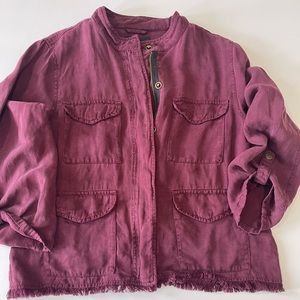 Sanctuary light jacket tencel and linen blend wine color perfect for summer